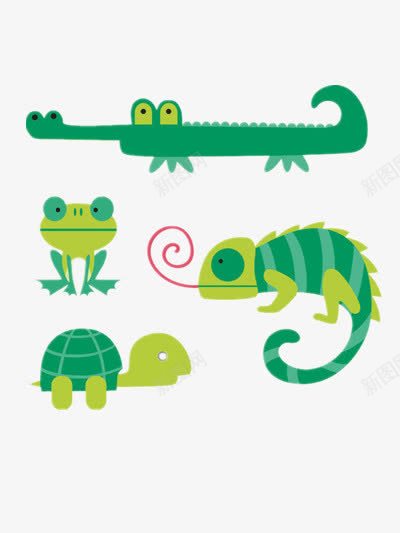 可爱动物卡通png免抠素材_新图网 https://ixintu.com 乌龟 变色龙 绿色 青蛙
