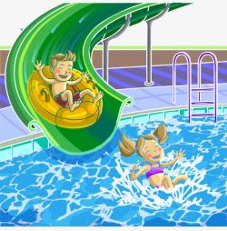 卡通儿童游泳池素材