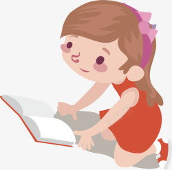 运动读书女孩跪地书本爱好矢量图高清图片