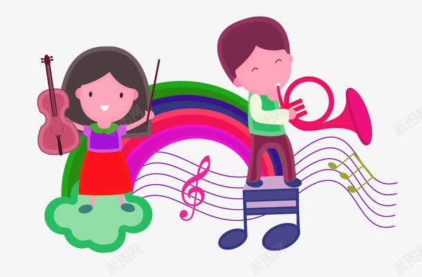 吹音乐的儿童图案png免抠素材_新图网 https://ixintu.com 儿童 六一 卡通 吹音乐 小朋友音乐 童年 装饰图案