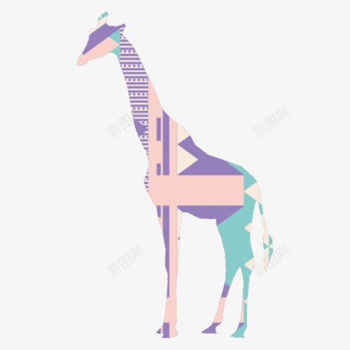 卡通拼凑图案动物长颈鹿png免抠素材_新图网 https://ixintu.com 动物 卡通 图案 拼凑 长颈鹿