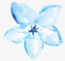 蓝色水彩花朵素材
