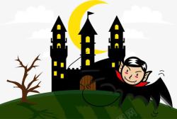 城堡黑夜奇幻魔法可爱的吸血鬼高清图片