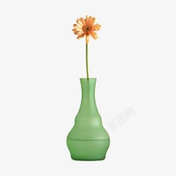 绿色花瓶插花素材