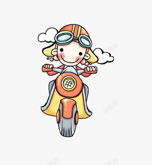 卡通手绘骑摩托车人物png免抠素材_新图网 https://ixintu.com 人物 卡通 手绘 骑车
