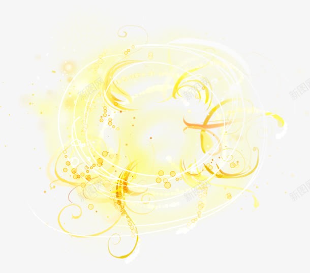 黄色艺术手绘线条装饰png免抠素材_新图网 https://ixintu.com 线条 艺术 装饰 黄色
