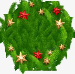 松枝圈绿色圣诞节星星草圈高清图片