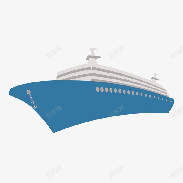 蓝色轮船png免抠素材_新图网 https://ixintu.com 扁平化 素材 蓝色 轮船