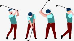 高尔夫打球动作分解图素材