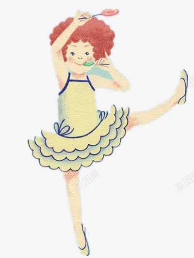 跳芭蕾的女孩png免抠素材_新图网 https://ixintu.com 人物 卷发 白色 裙子