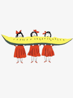长瓜拿着长瓜的三个女孩高清图片