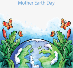 地球美景水彩手绘地球日海报矢量图高清图片
