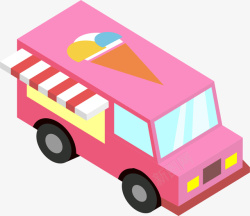 粉色冰淇淋餐车矢量图素材