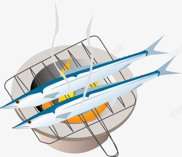 两条烤鱼png免抠素材_新图网 https://ixintu.com 剑鱼 烤鱼 烧烤 烧烤架 美食