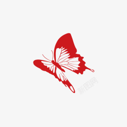 红色的花蝴蝶素材