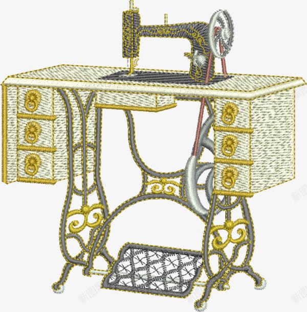 手绘卡通裁缝机png免抠素材_新图网 https://ixintu.com 卡通机器 机器 线 裁缝机