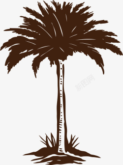 手绘椰子树矢量图素材
