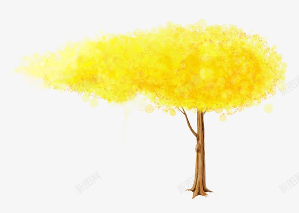 黄色树水彩画小树png免抠素材_新图网 https://ixintu.com 卡通手绘 小清新 树 树木 水彩画 黄色叶