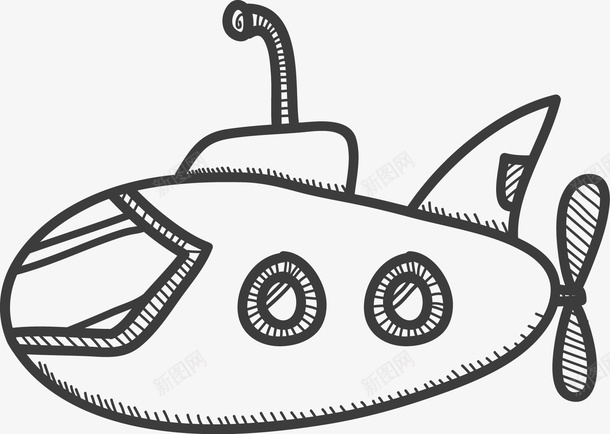 手绘潜水艇png免抠素材_新图网 https://ixintu.com 手绘 手绘画 潜水艇 矢量装饰 装饰
