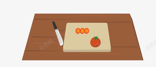 切菜板刀和番茄png免抠素材_新图网 https://ixintu.com 刀 切菜板 卡通手绘 番茄