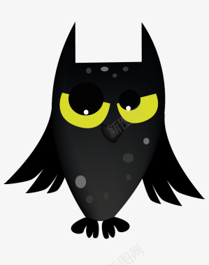 黑色卡通猫头鹰图标图标