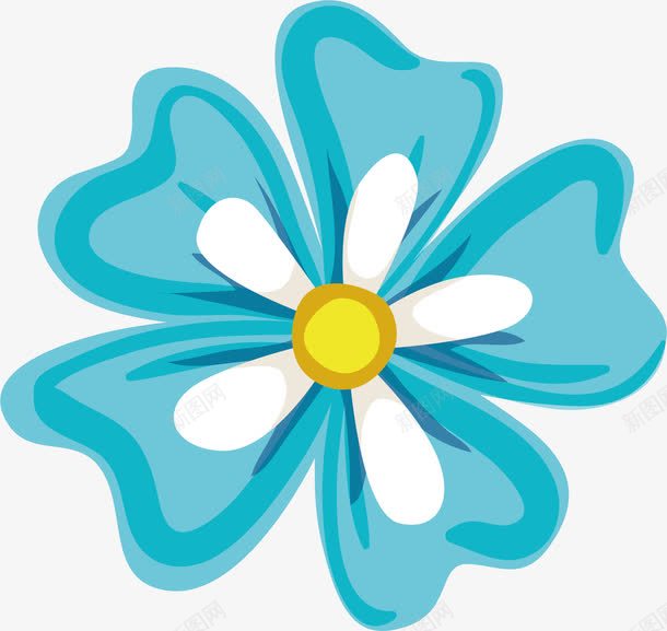 蓝色花朵png免抠素材_新图网 https://ixintu.com 层次 手绘 花瓣 蓝色花朵 黄色花蕊