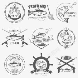 钓鱼标签手绘黑色钓鱼标签高清图片