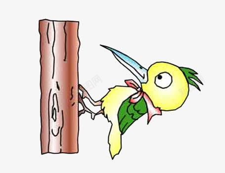 啄木鸟卡通图png免抠素材_新图网 https://ixintu.com 啄木鸟图案 捉虫 绿色 长嘴 黄色