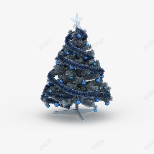 个性蓝色圣诞树片png免抠素材_新图网 https://ixintu.com 圣诞五角星 圣诞树元素 圣诞球 圣诞高清图片 彩带