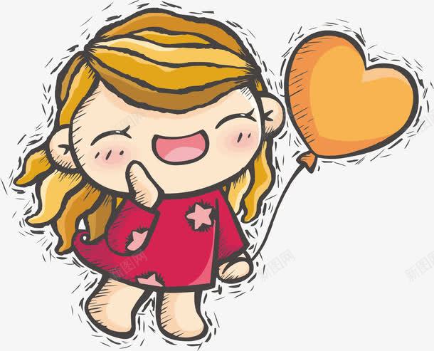 高兴的人png免抠素材_新图网 https://ixintu.com 卡通人物 小女孩 开心 微笑 气球 高兴的人