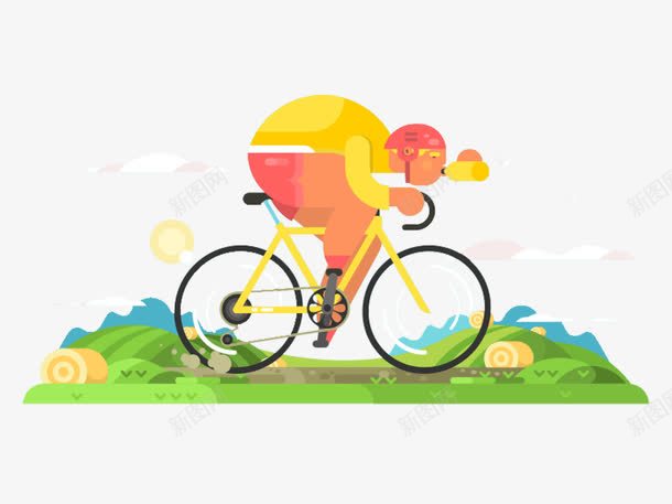 骑自行车的人png免抠素材_新图网 https://ixintu.com 山地自行车 插画 自行车 骑行者
