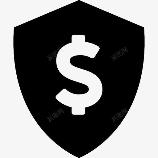 货币安全图标png_新图网 https://ixintu.com 业务 保护 安全 美元符号 钱盾 银行
