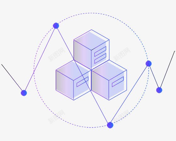 蓝色科技立体点线png免抠素材_新图网 https://ixintu.com 科技 立体 蓝色 设计