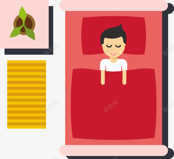 一个正在睡觉的男孩矢量图eps免抠素材_新图网 https://ixintu.com 男孩 睡眠 睡觉 睡觉PNG 睡觉的男孩 矢量男孩 红色的床 矢量图