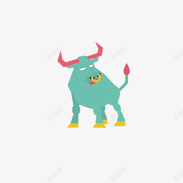 手绘蓝色的牛png免抠素材_新图网 https://ixintu.com 凶猛的牛 动物 手绘 牛 蓝色 装饰图案