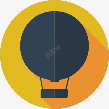 橙黄色热气球图标图标