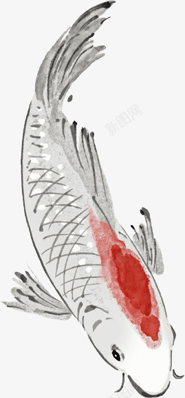 水墨金鱼png免抠素材_新图网 https://ixintu.com 中国风 古典 水墨金鱼