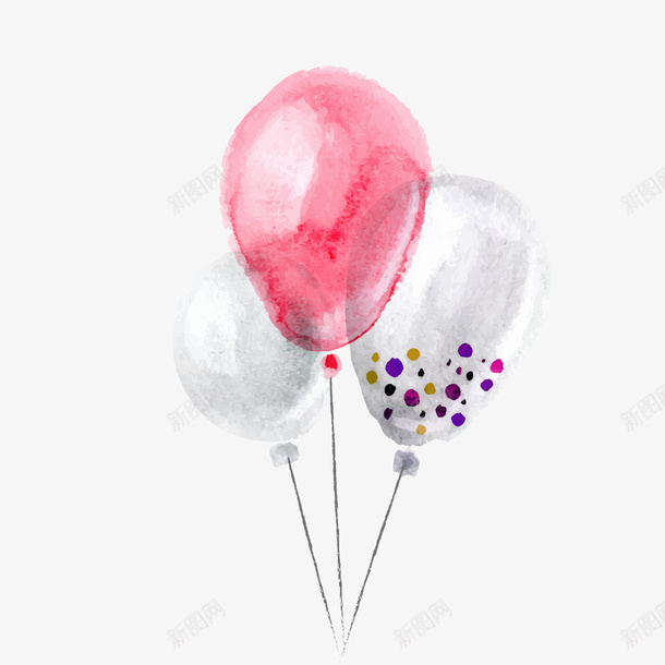 水彩绘彩色气球png免抠素材_新图网 https://ixintu.com 卡通气球 水彩绘 活动气球 背景装饰