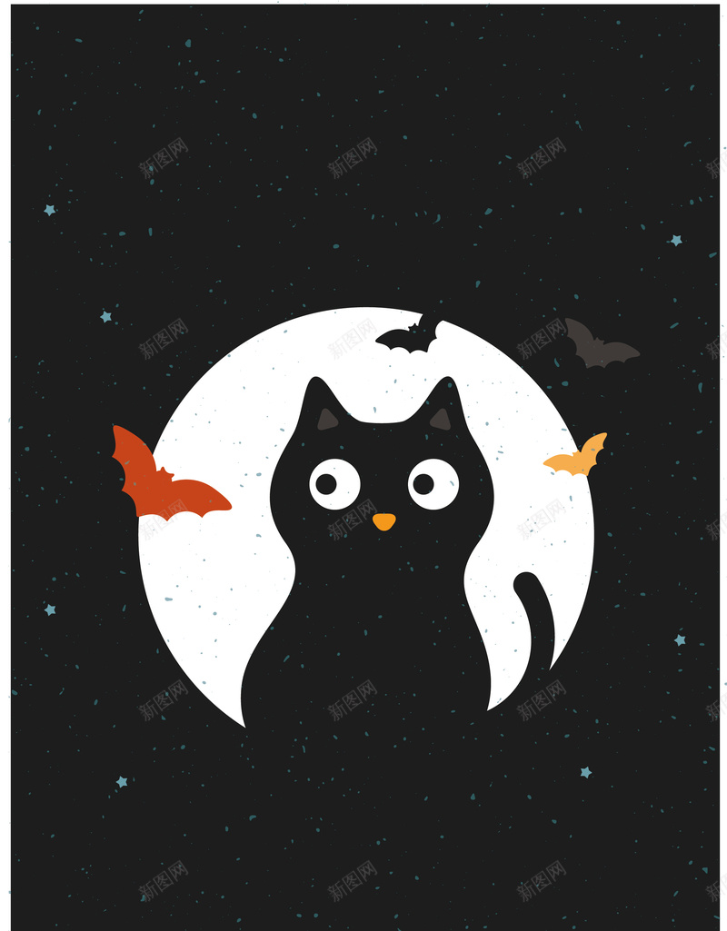 万圣节海报背景矢量图ai设计背景_新图网 https://ixintu.com 万圣节 恐怖 月光 蝙蝠 黑猫 矢量图