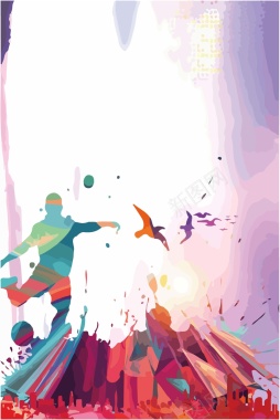 卡通水彩手绘篮球比赛海报背景矢量图背景