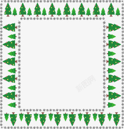雪花圣诞树装饰边框矢量图素材