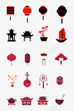 中国风元素图案灯笼图标图标