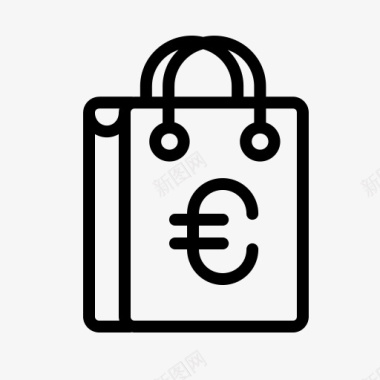 袋携带货币欧元金融钱购物货币图标图标