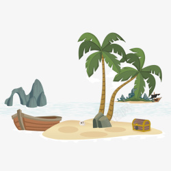 椰子树和船矢量图素材
