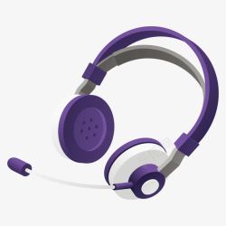 紫色耳麦耳机素材