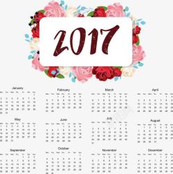 2017单张年历花朵日历高清图片