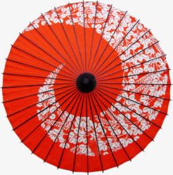红色花折伞素材