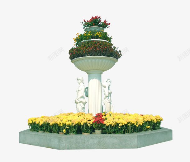 广场中央的雕塑和花png免抠素材_新图网 https://ixintu.com 广场中央 花儿 花坛 雕塑