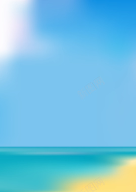 蓝色天空沙滩海报背景矢量图背景