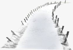 创意合成效果白色的小路围栏素材